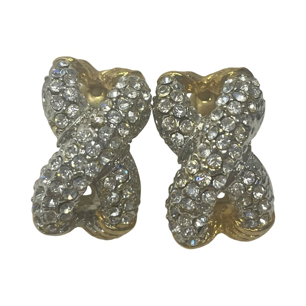 Vintage Gold and Rhinestone Clip On Earrings